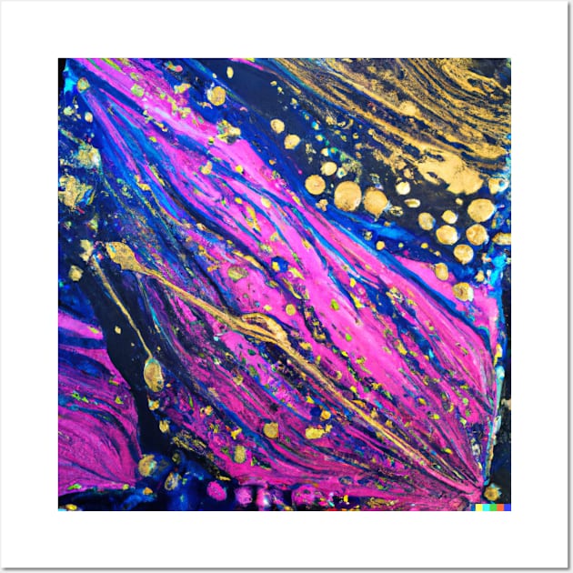 Magenta Gold Fluid Art Masterpiece Wall Art by Athena's Mall